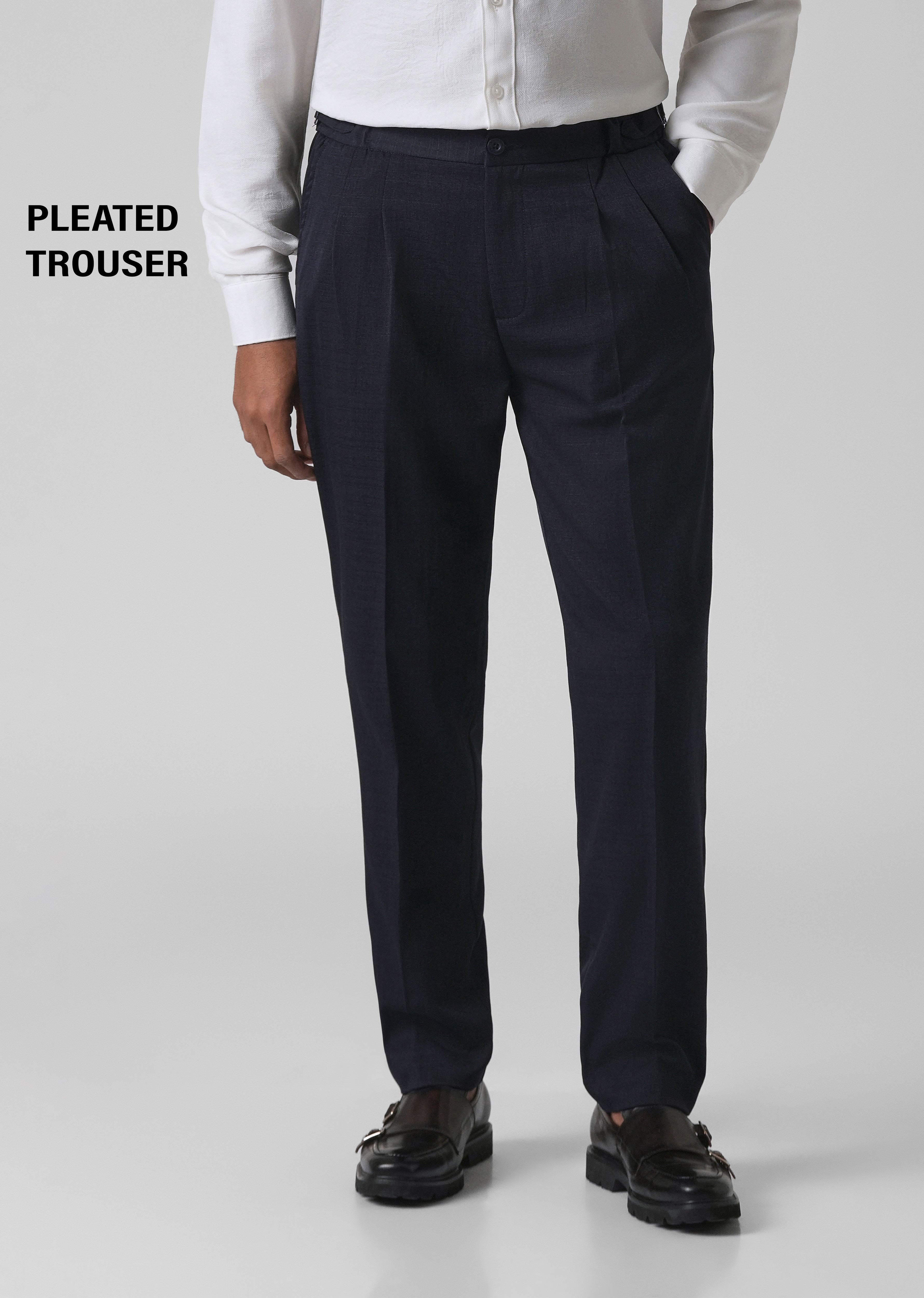 Navy Blue Pleated Gurkha Pant