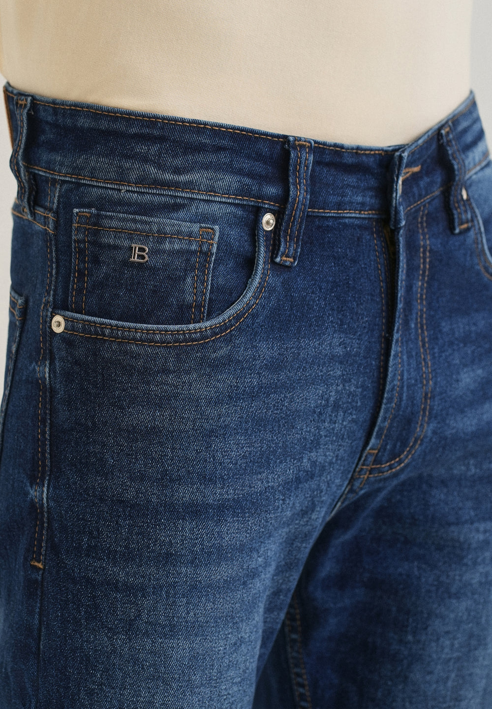 Navy Blue Straight Fit Denim