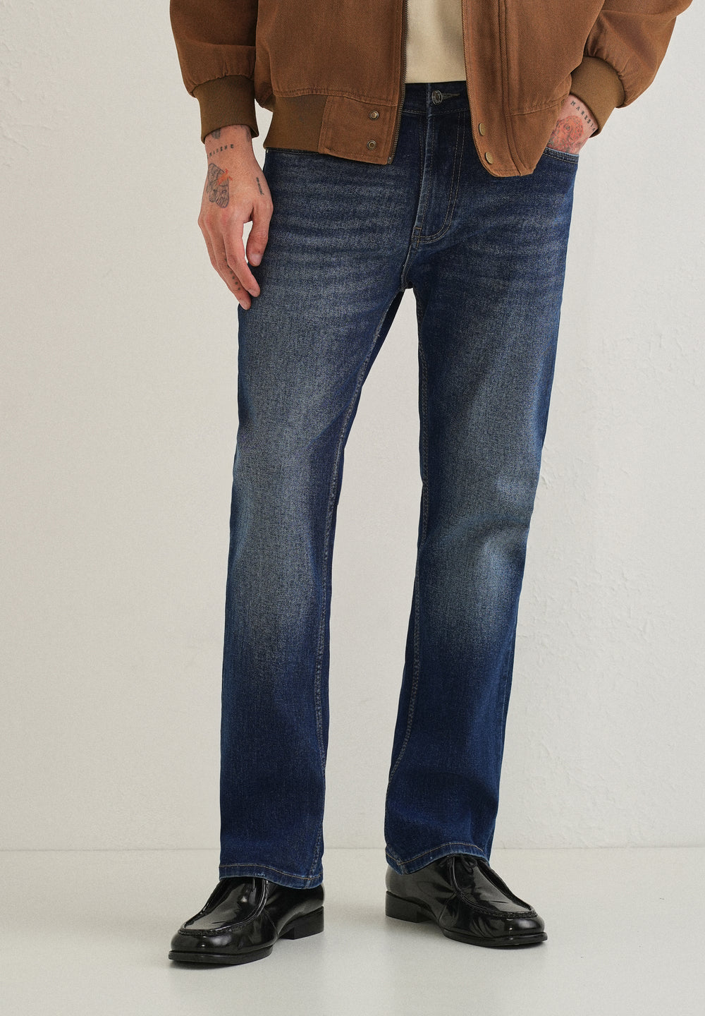 Navy Blue Straight Fit Denim