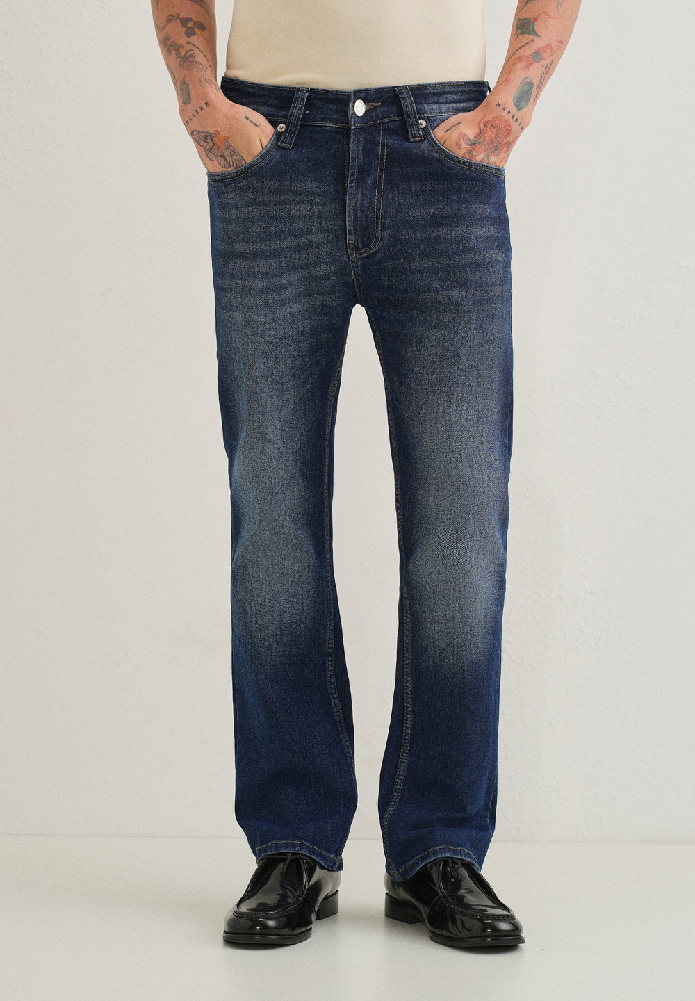 Navy Blue Straight Fit Denim