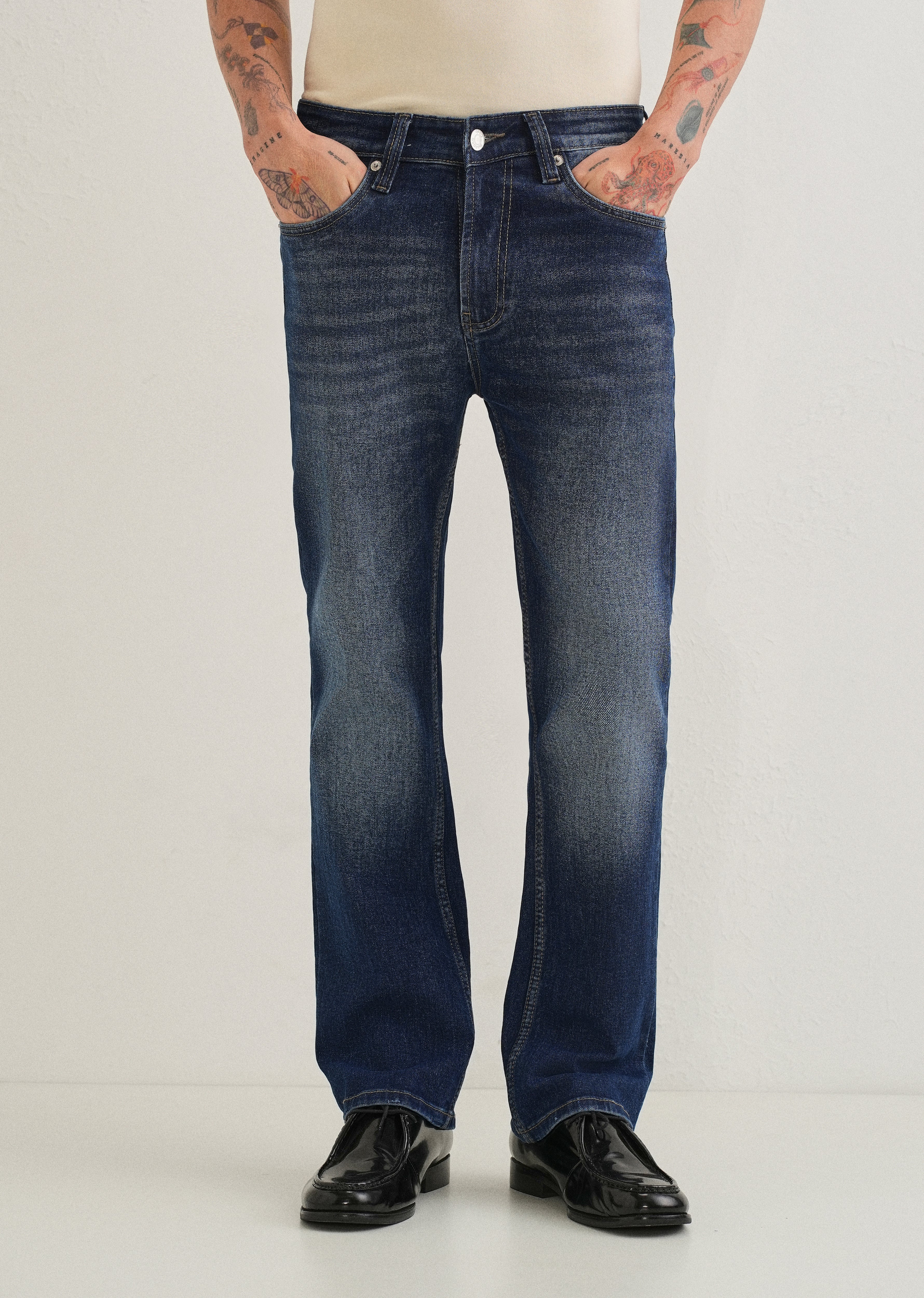 Navy Blue Straight Fit Denim