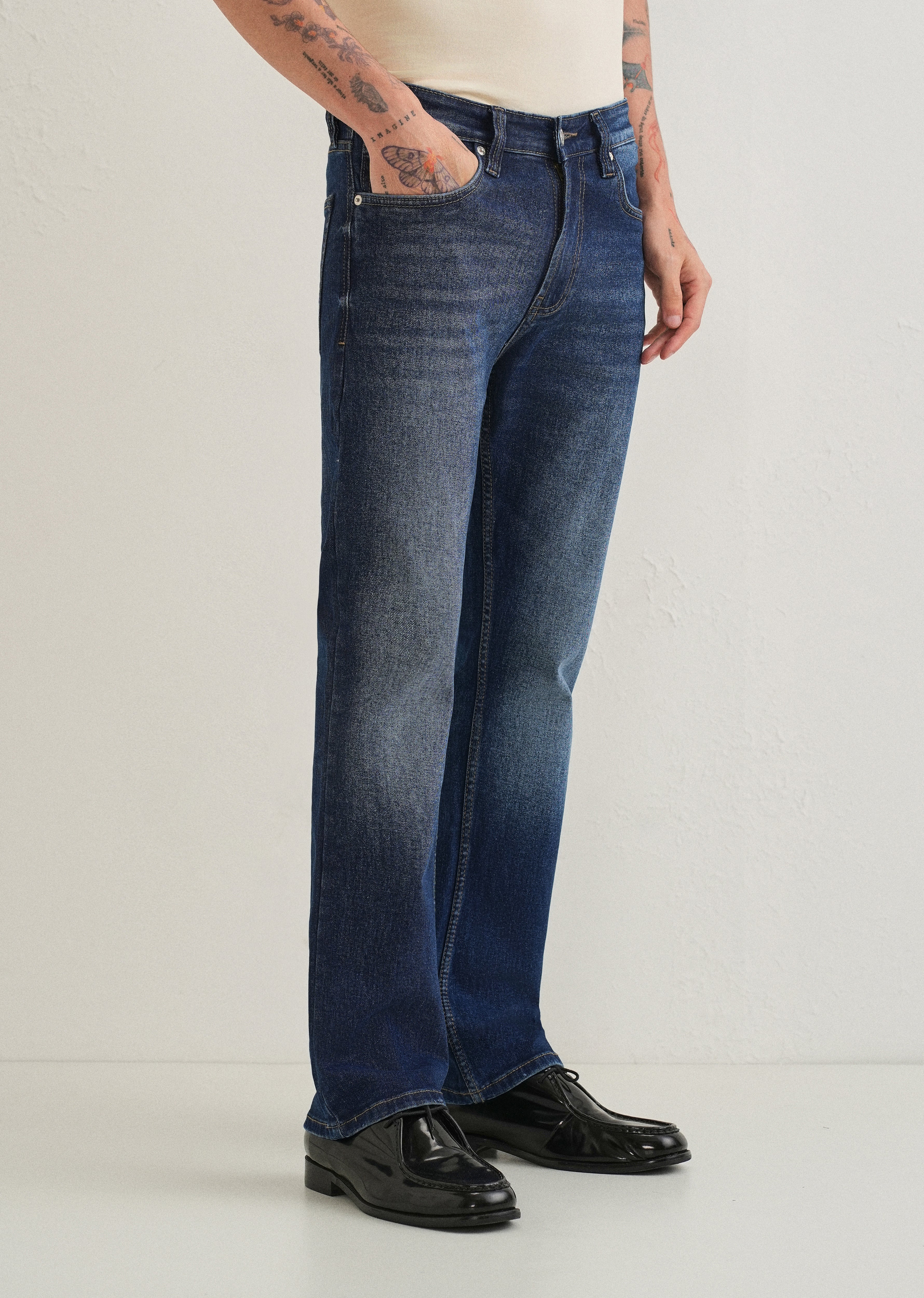 Navy Blue Straight Fit Denim