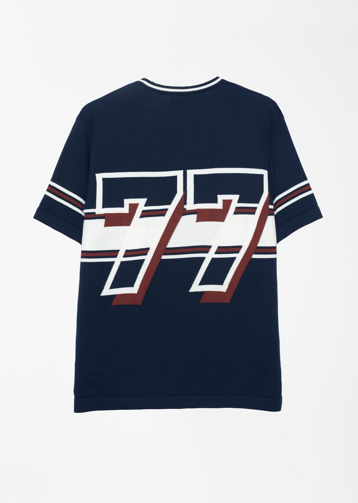 Navy Blue Varsity Jacquard Knit T-shirt