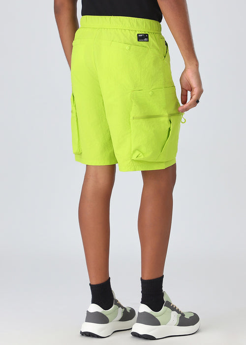 Neon Buckle Belt Cargo Shorts