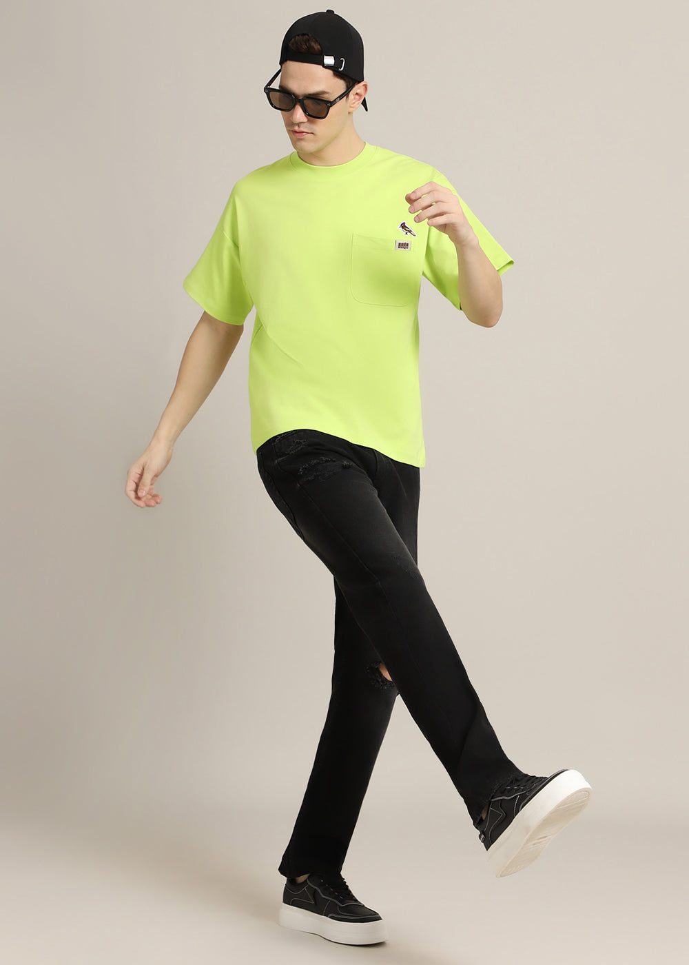 Neon Green Applique Oversized T-shirt