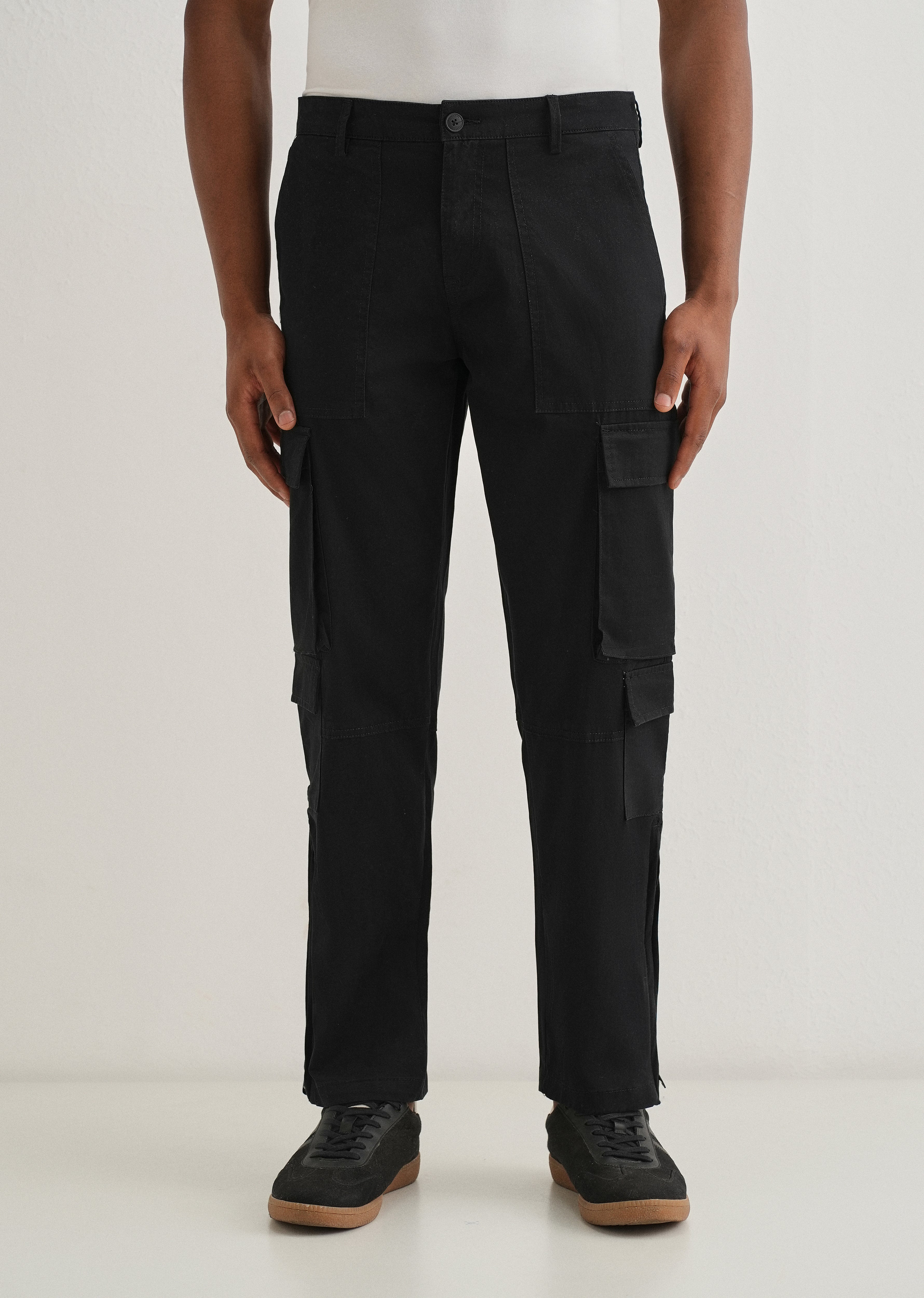 Nero Black Zipper Cargo Pant