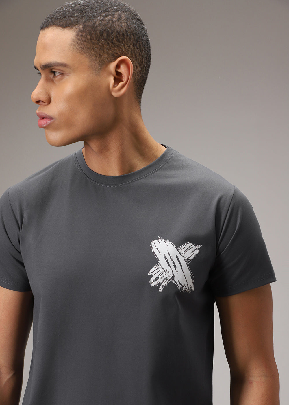 Nickel Grey Printed T-Shirt