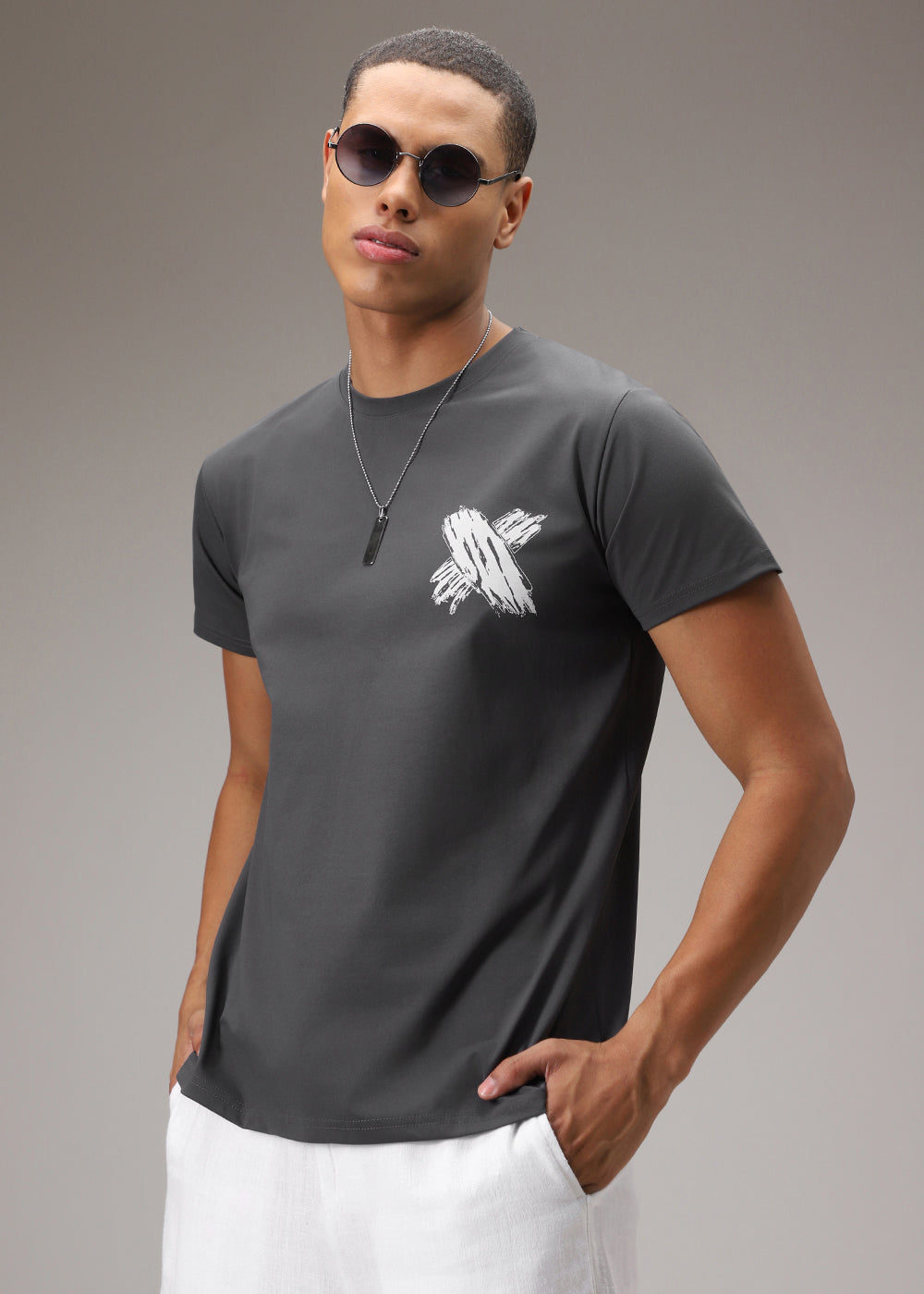 Nickel Grey Printed T-Shirt