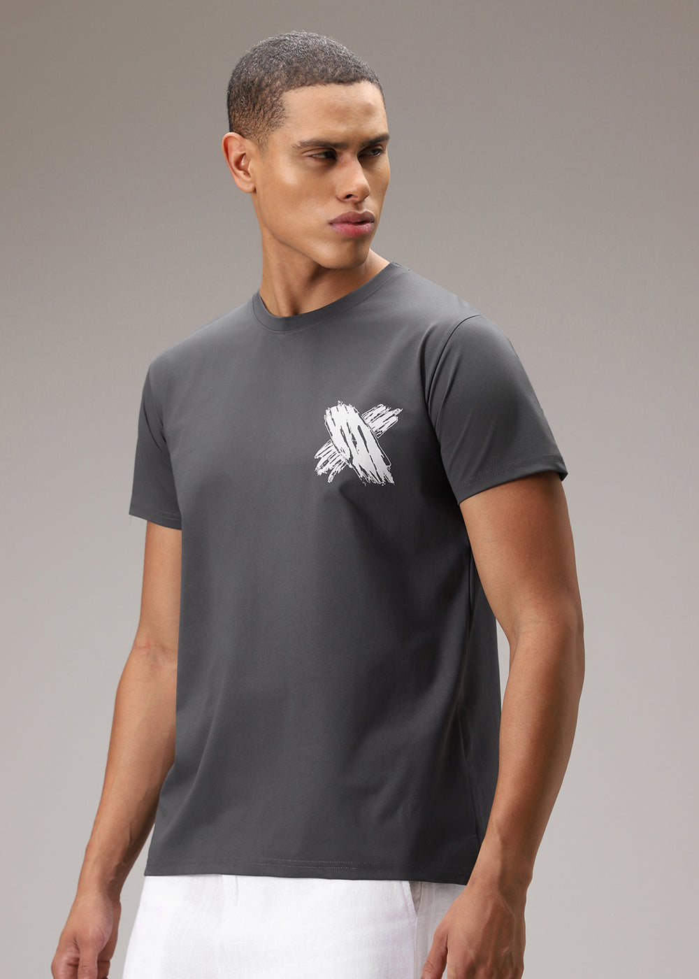 Nickel Grey Printed T-Shirt