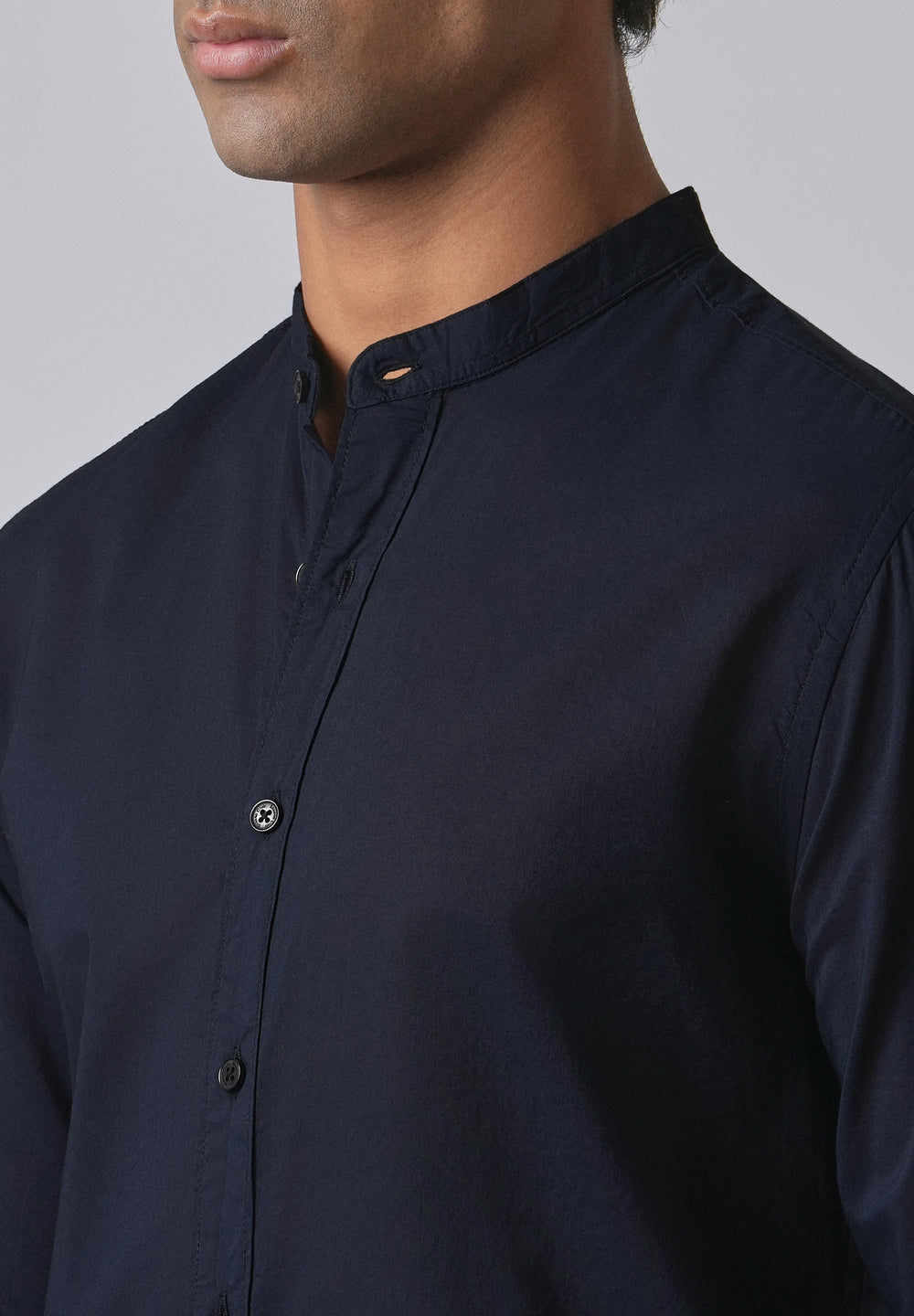 Night Blue Plain Cotton Shirt