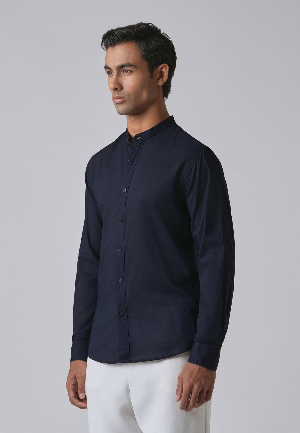 Night Blue Plain Cotton Shirt