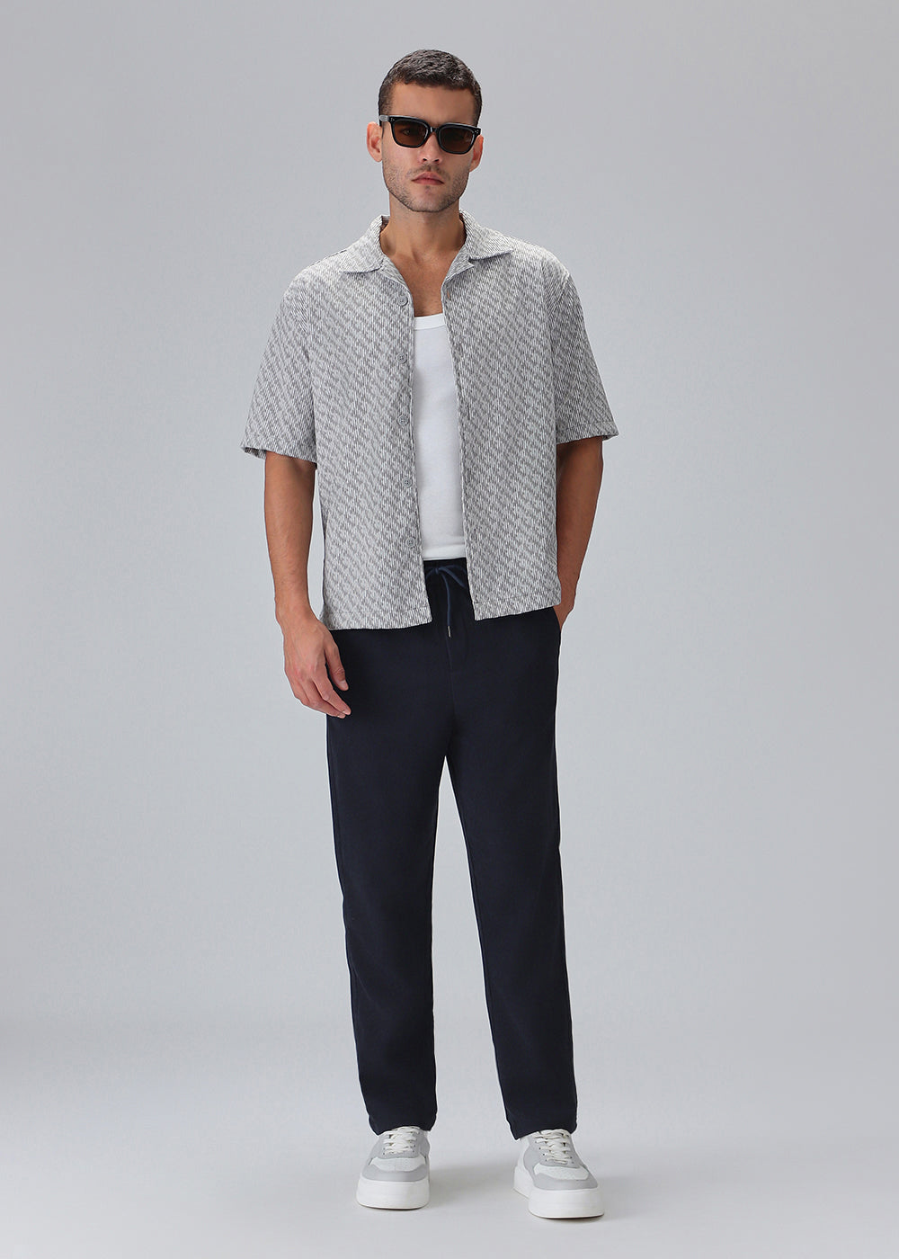 Night Sky Blue Thin-Corduroy Trousers
