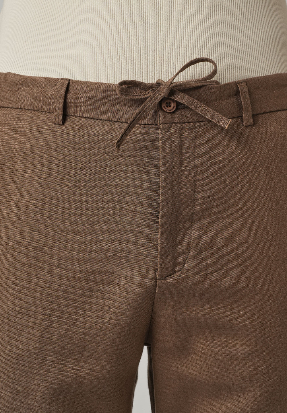 Brown Linen Relaxed Fit Trouser
