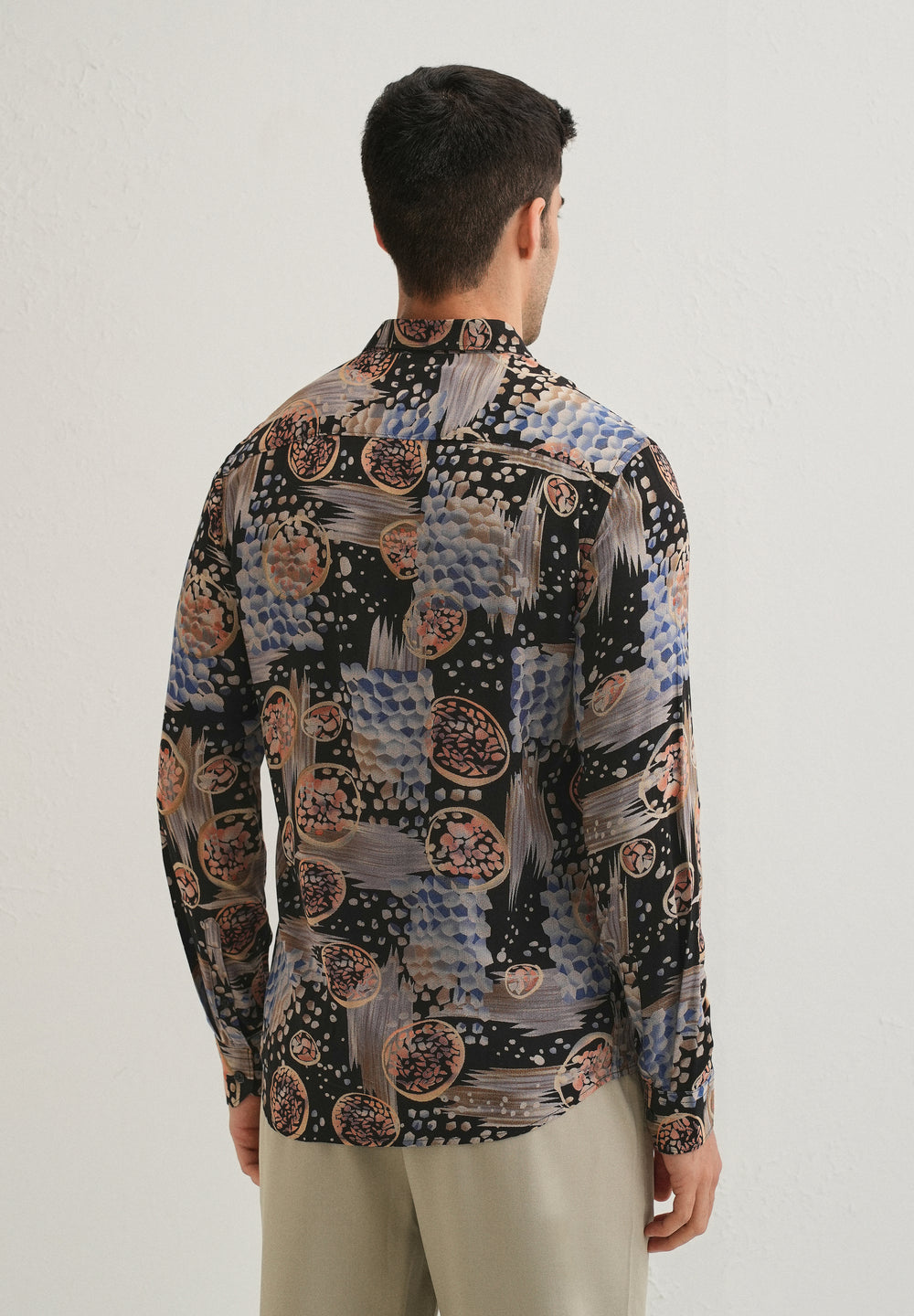 Noir Black Abstract Feather Shirt