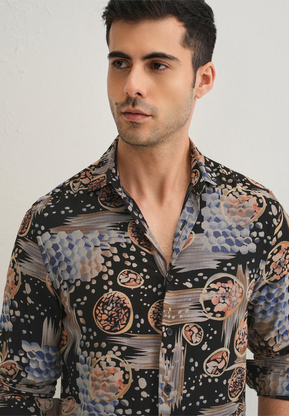 Noir Black Abstract Feather Shirt