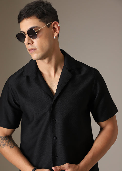 Noir Black Crochet Shirt