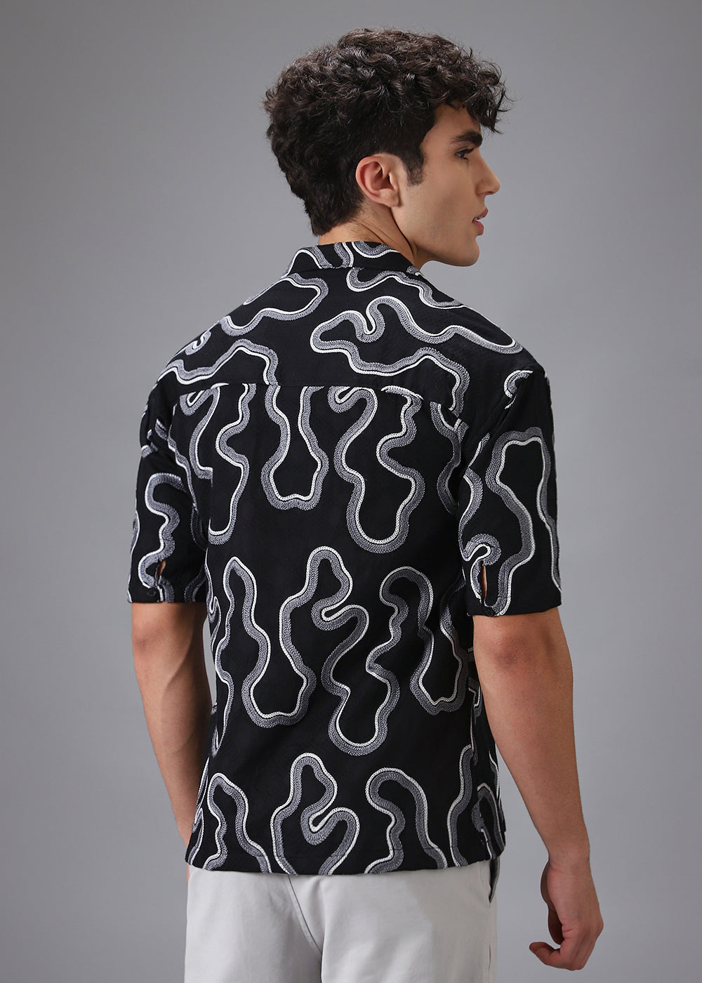 Noir Black Embroidered Shirt