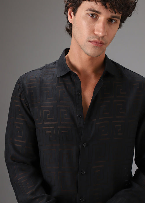 Noir Black Laser Cut Shirt