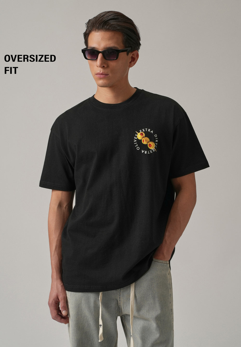 Noir Black Back Print Oversized T-shirt