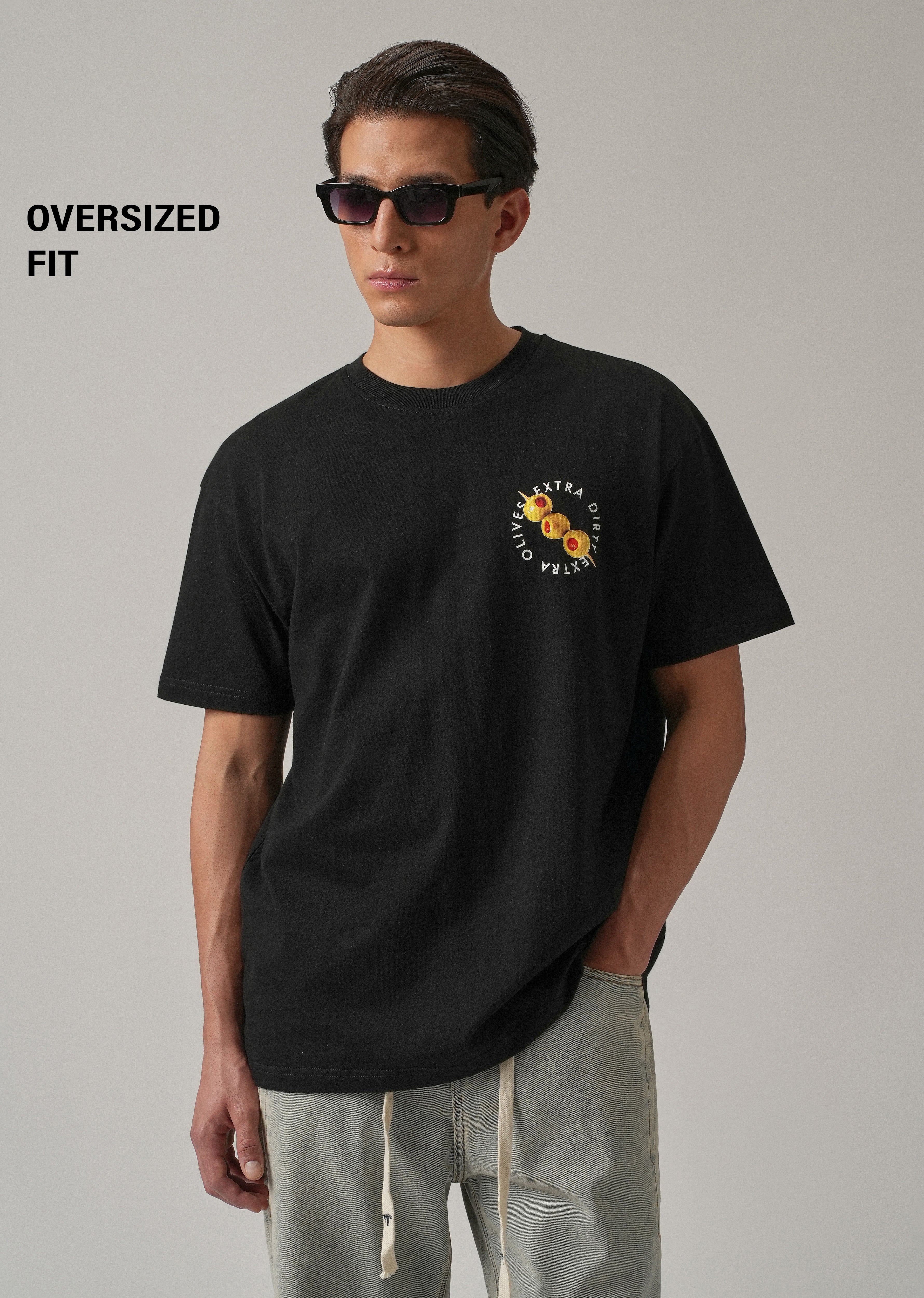 Noir Black Back Print Oversized T-shirt