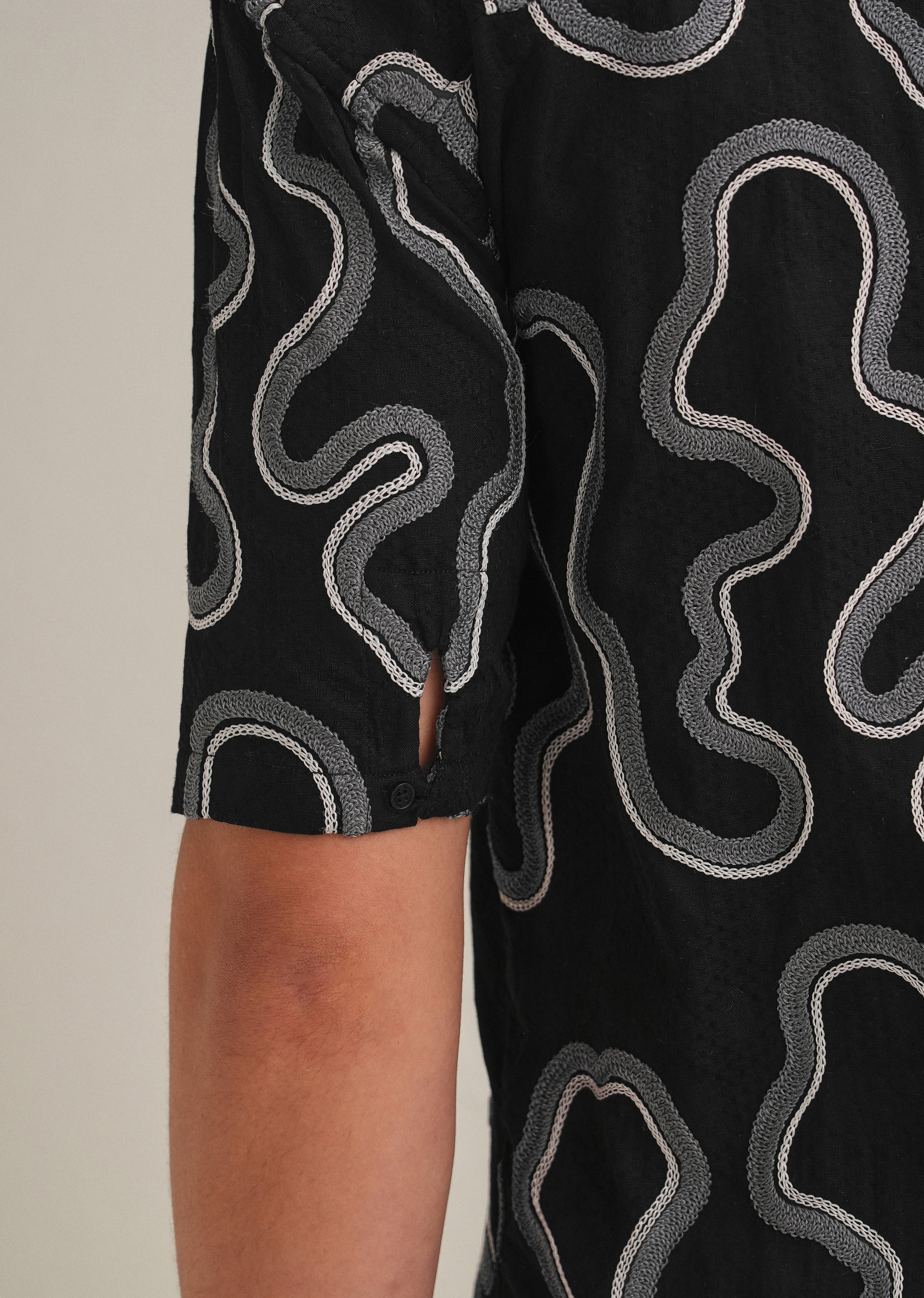 Noir Black Embroidered Shirt