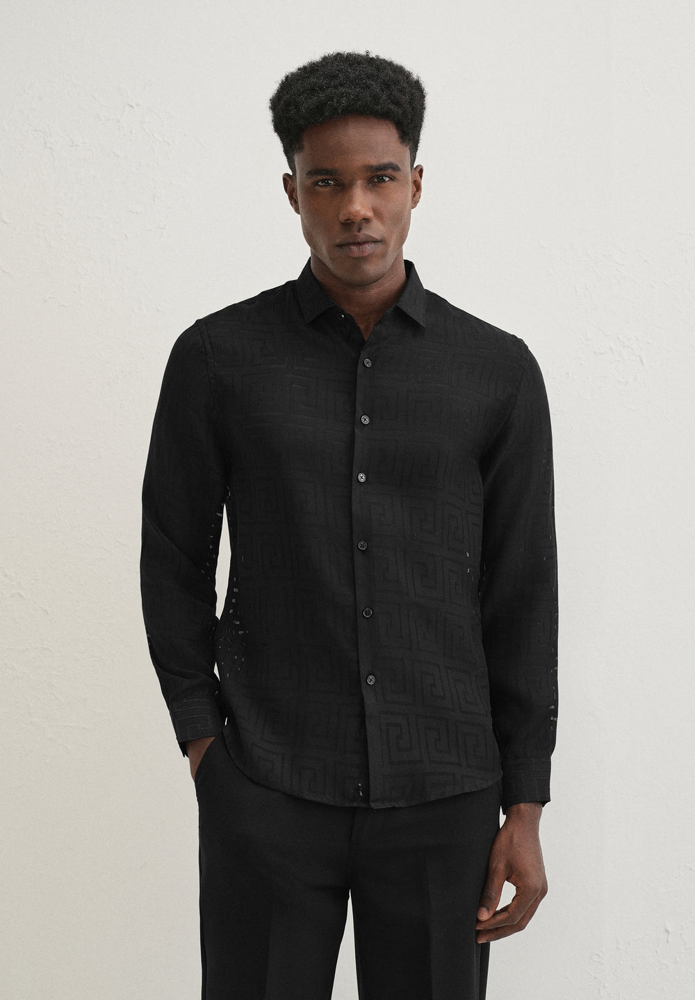 Noir Black Laser Cut Shirt