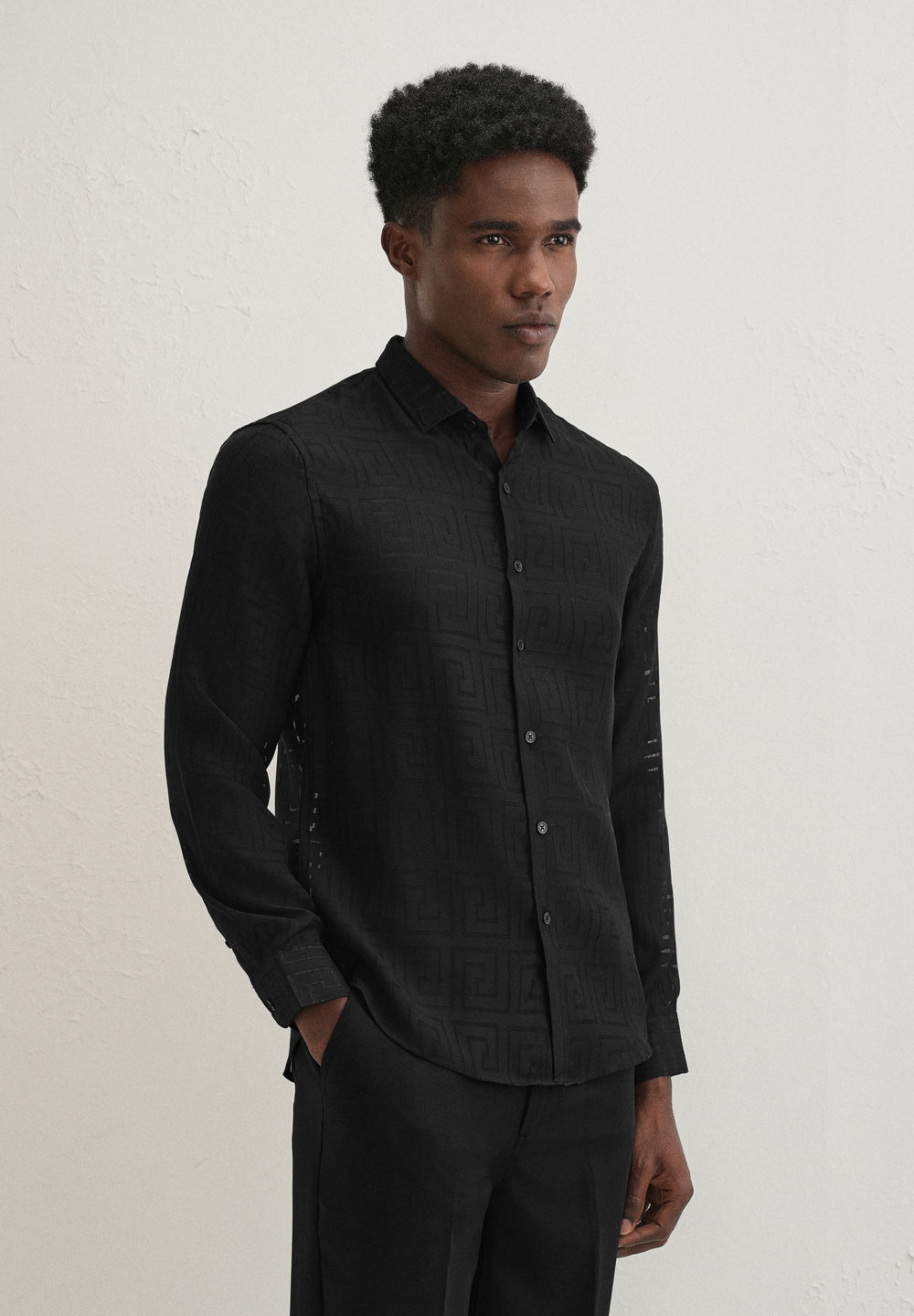 Noir Black Laser Cut Shirt
