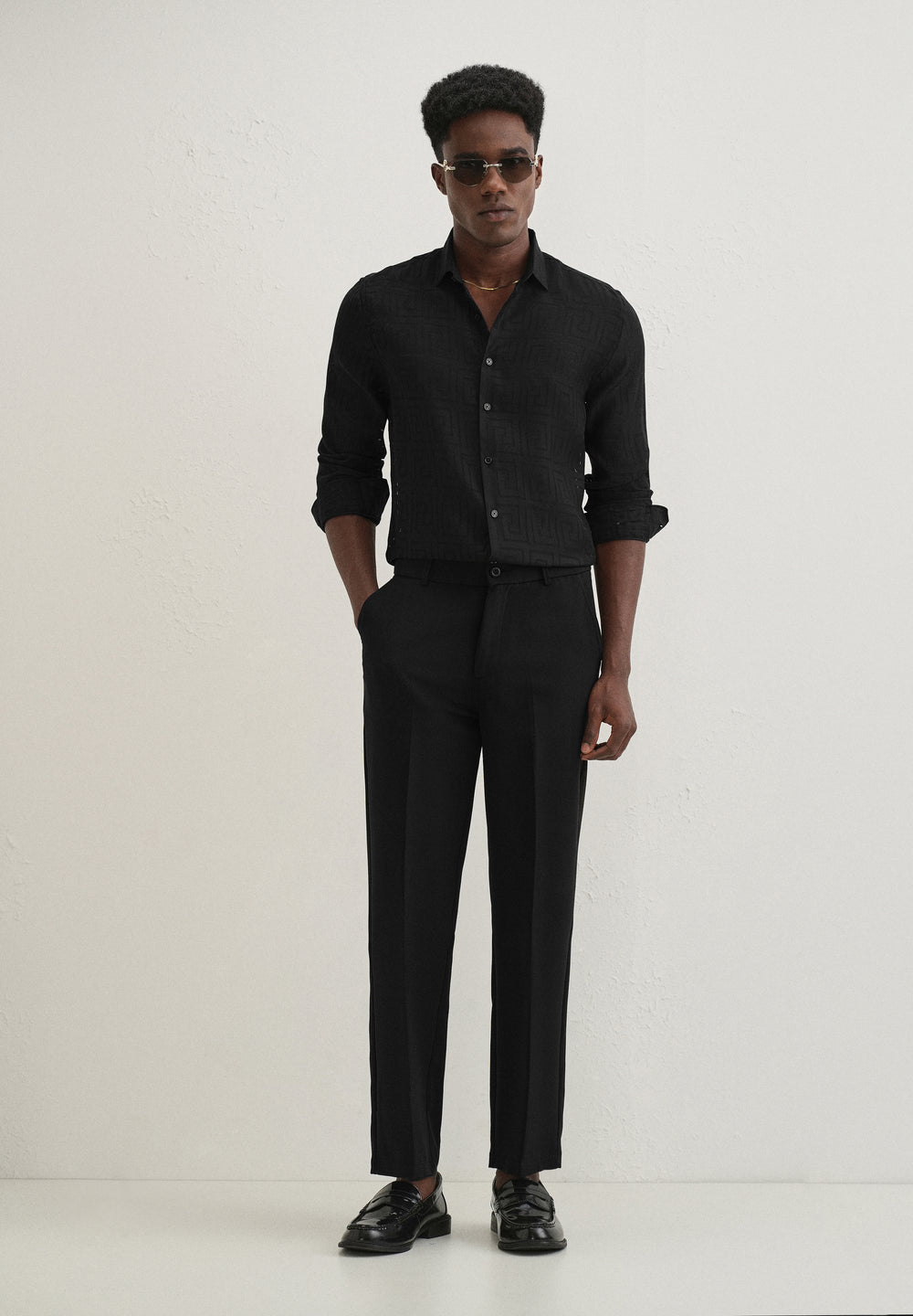 Noir Black Laser Cut Shirt