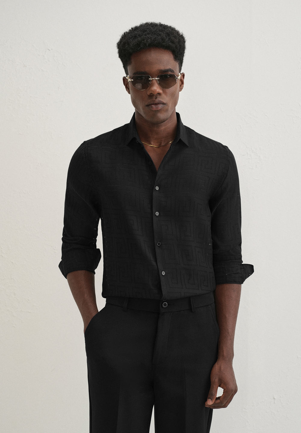 Noir Black Laser Cut Shirt