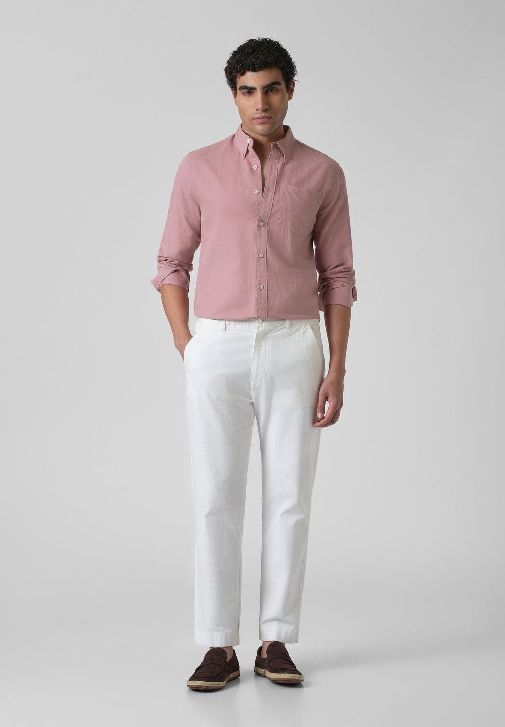 Nude Pink Cotton Linen Shirt