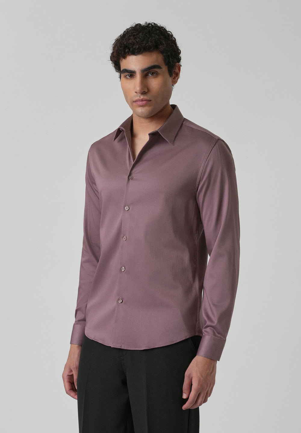 Nude Pink Plain Satin Shirt