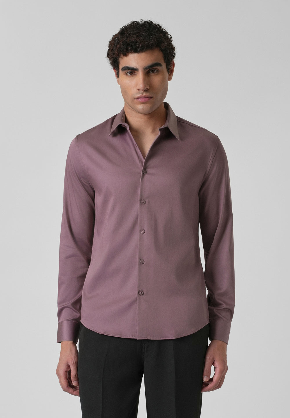 Nude Pink Plain Satin Shirt