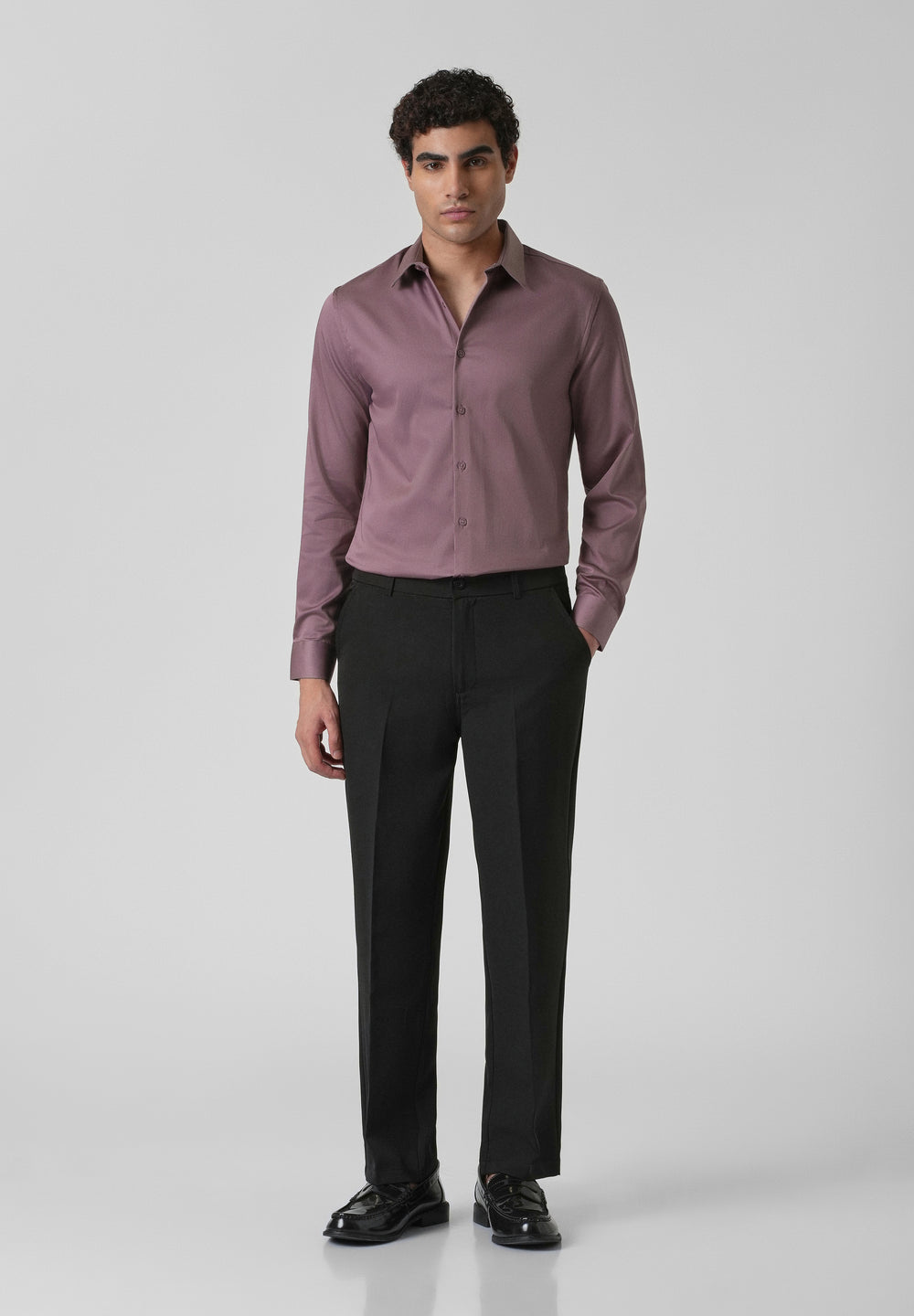 Nude Pink Plain Satin Shirt