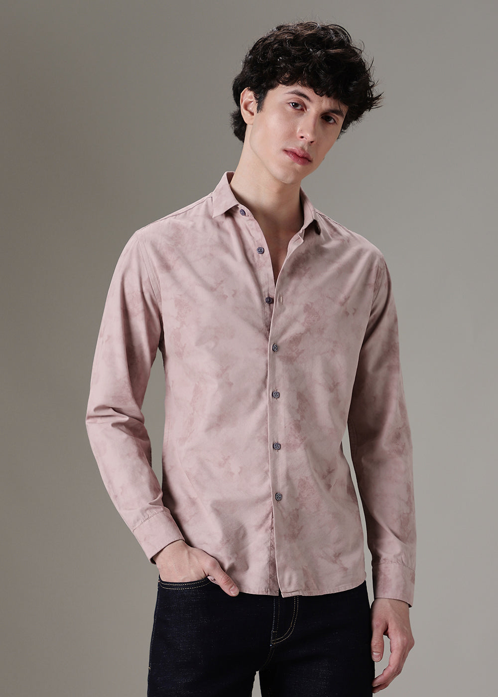 Nude Pink Printed Shirt