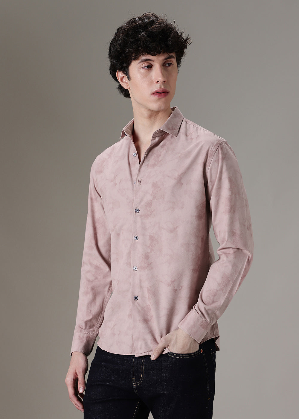 Nude Pink Printed Shirt