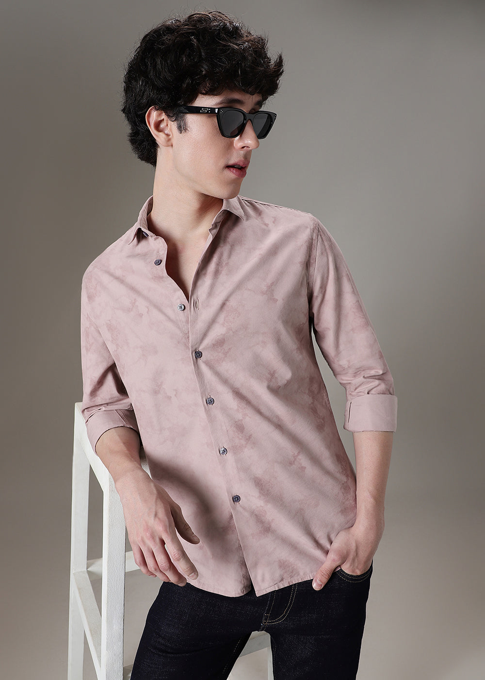 Nude Pink Printed Shirt