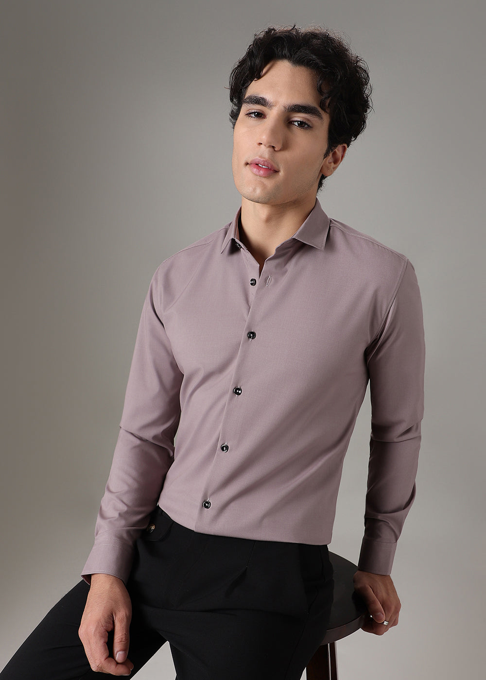 Nude Plain Wrinkle Free Shirt