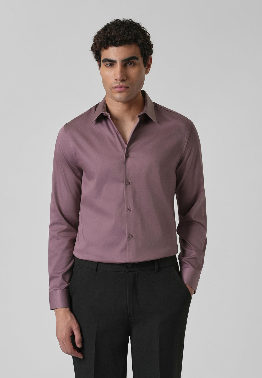 Nude Pink Plain Satin Shirt