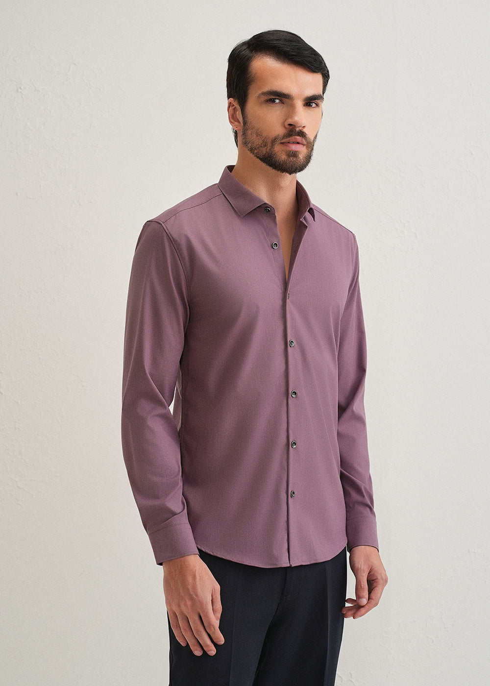 Nude Pink Plain Wrinkle Free Shirt