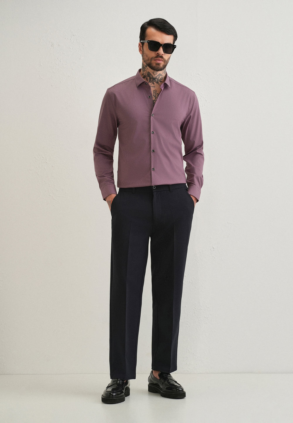 Nude Pink Plain Wrinkle Free Shirt