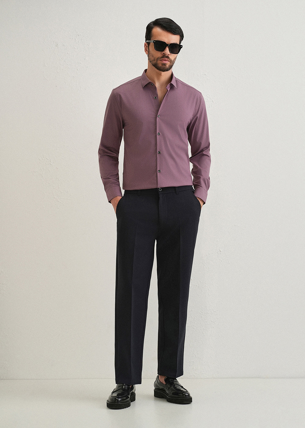 Nude Pink Plain Wrinkle Free Shirt