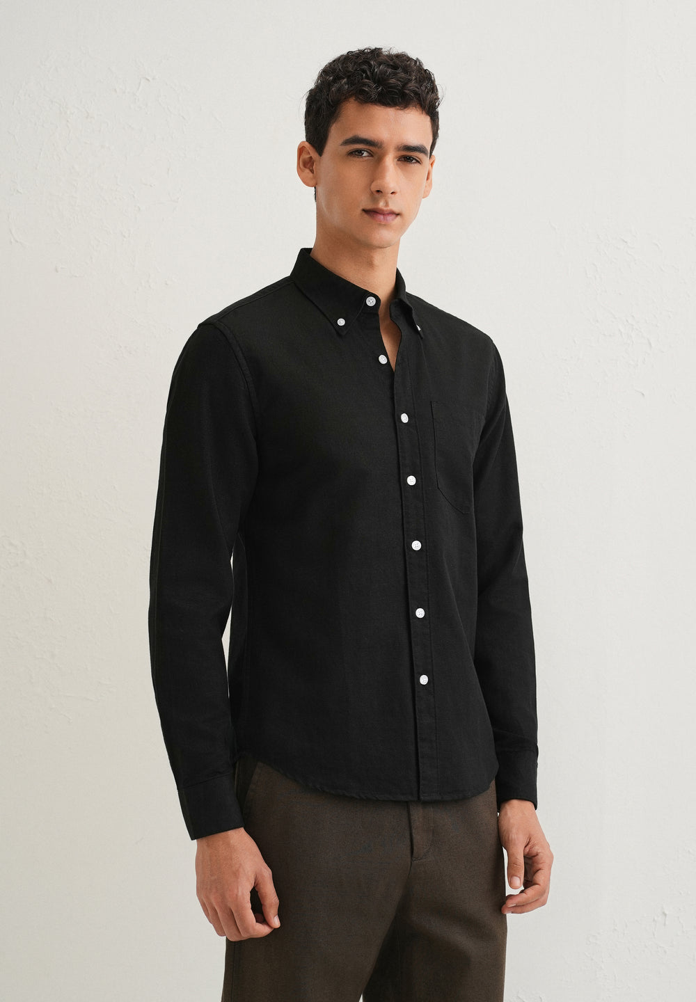 Obsidian Black Cotton Linen Shirt