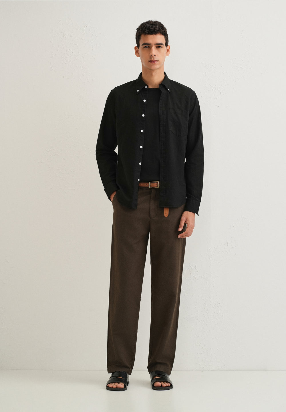 Obsidian Black Cotton Linen Shirt