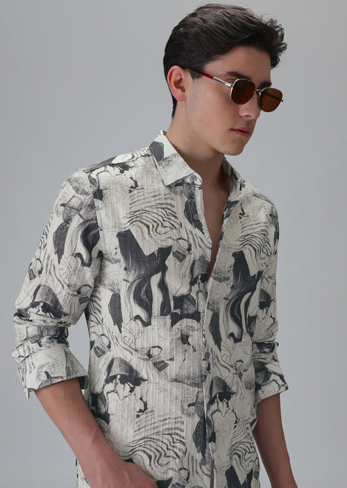 Ocean Drift White Printed Shirt