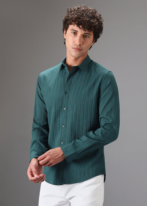 Ocean Green Self Striped Shirt