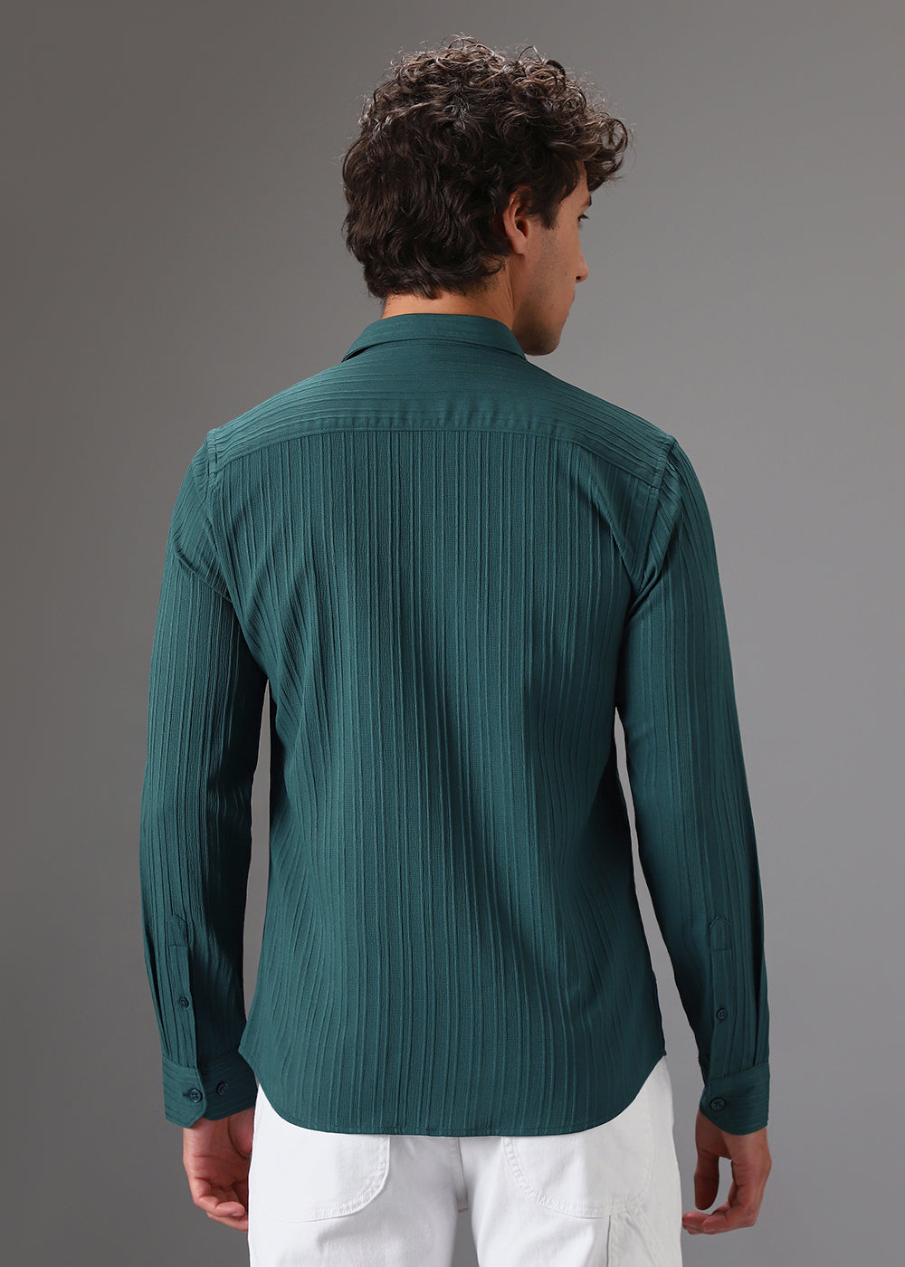 Ocean Green Self Striped Shirt