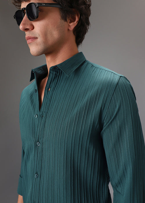 Ocean Green Self Striped Shirt