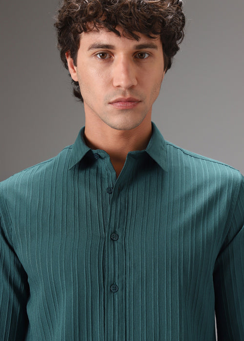 Ocean Green Self Striped Shirt