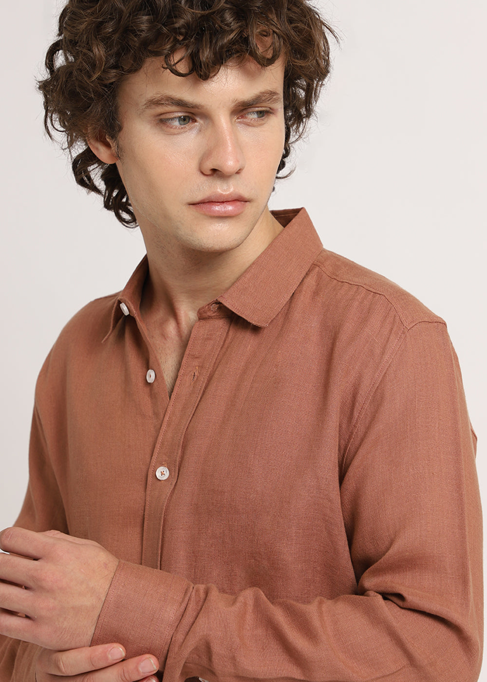 Ochre Brown Linen Shirt