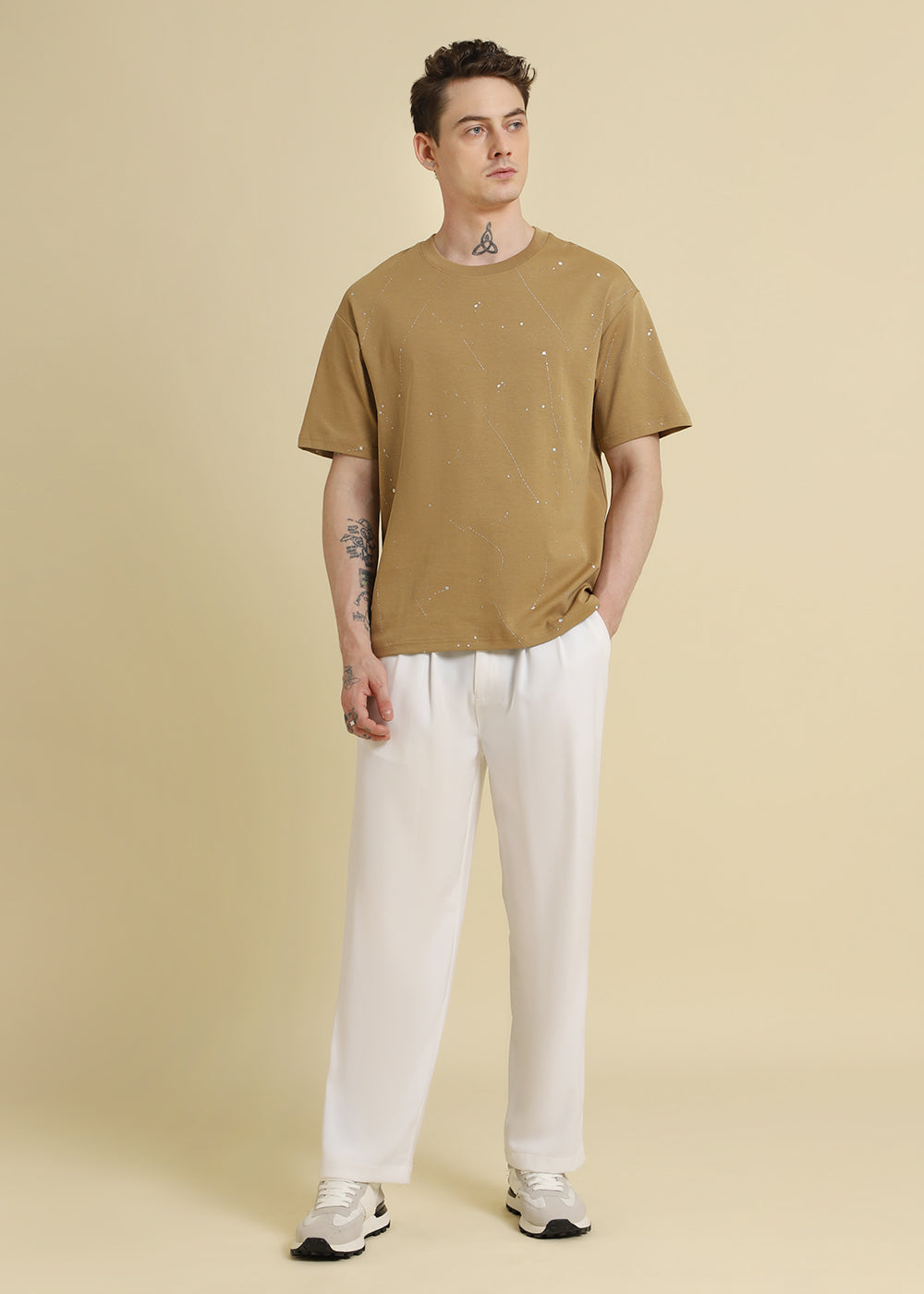 Ochre Brown Splatter Oversized T-shirt